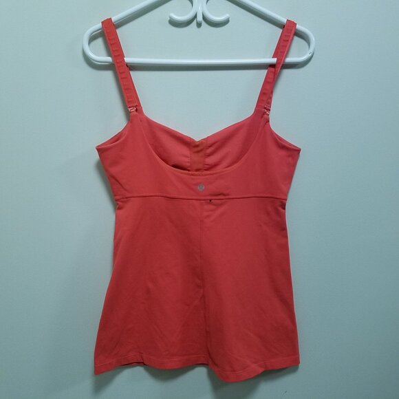 Lululemon Orange Red Ruffle Tank Top Size 8 Medium Adjustable Strap - Picture 3 of 6
